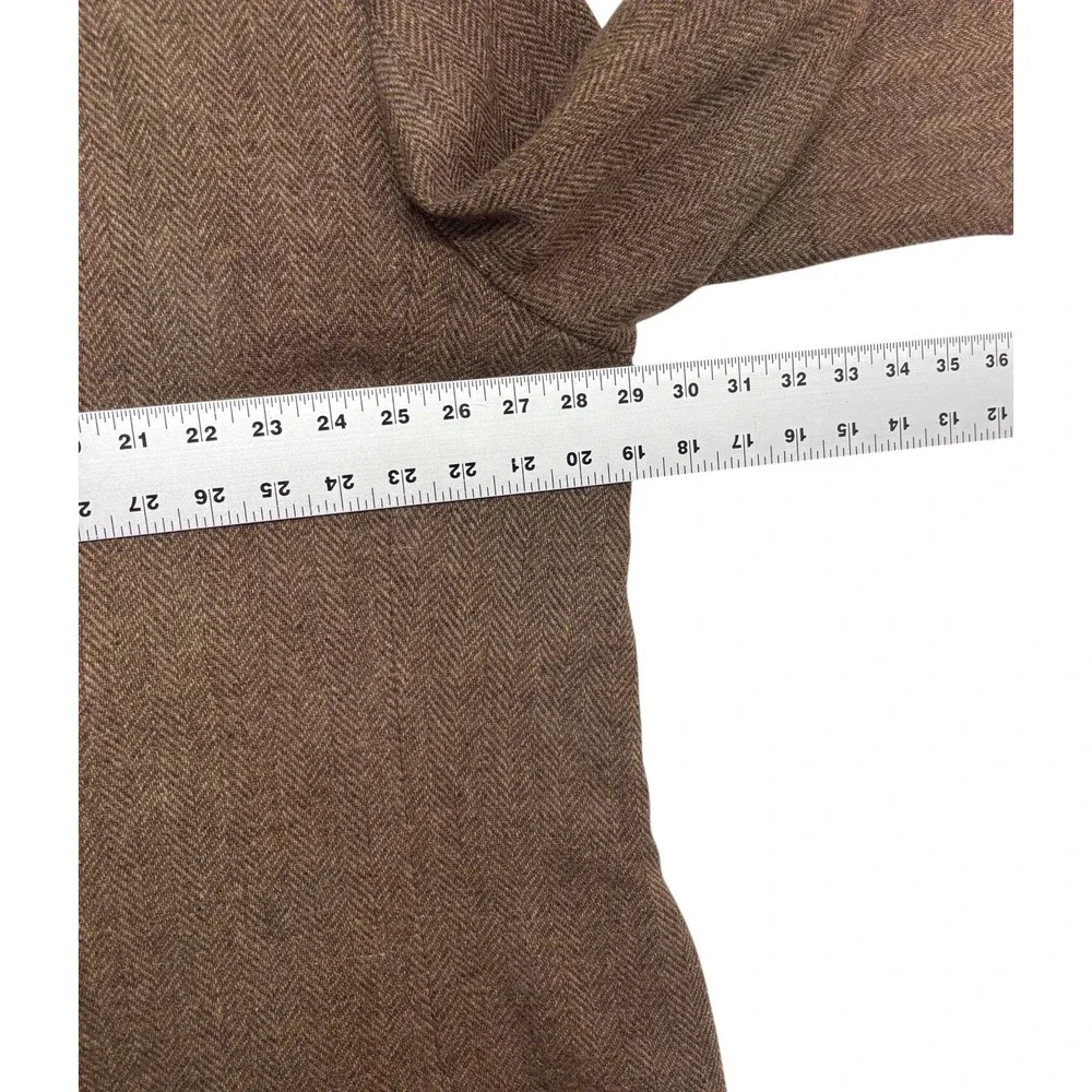 vtg Monsieur Adolfo 54L Brown Herringbone Tweed Blazer Jacket Sport Coat Wool